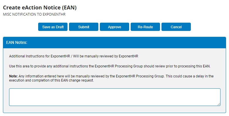 Notifying ExponentHR of Other Changes